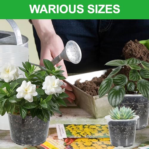 52 Pack 7/6/5/4 Inch Clear Nursery Pots with Drainage Holes,Plastic Plant Flower Pots for Planting,Succulents,Garden,Planters,Seed Starter,Indoor and Outdoor (Clear / 7/6/5/4 Inch)