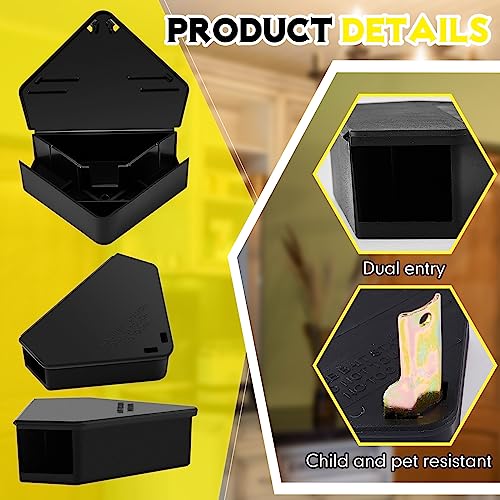 60 Pcs Triangle Mice Rat Bait Stations (Black / 5x3 in)