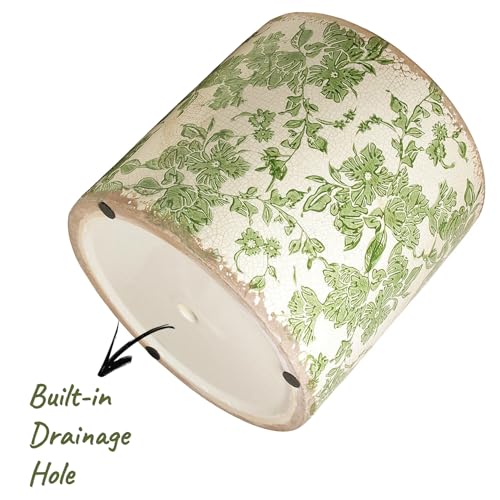 7.7" Large Green Plant Pots (Distressed Sage / Large - Drain Holes)
