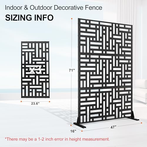 71" H Metal Outdoor Black Privacy Screen (71"H×47"W / Black Helen)