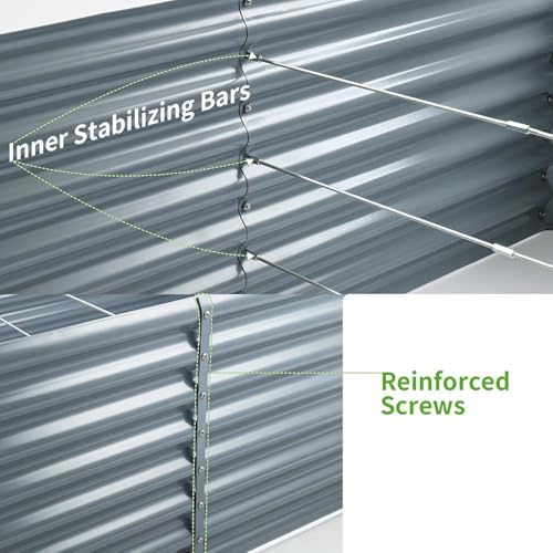 2 Pack 6×3×2 ft Galvanized Metal Raised Garden Bed (Modern Grey / 6×3×2ft)