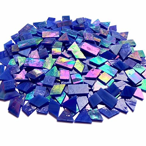 Magic Iridescent Blue Stained Glass Mosaic Tiles (Iridescent Blue-220g)