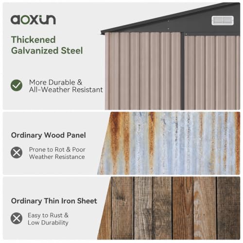 10x12 FT Shed Outdoor Storage Shed with Floor Brown (Brown / 10'x12')
