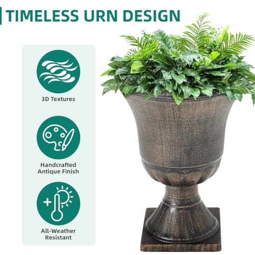 22" Tall Urn Planters Set of 2 Large Flower Pots (22"-antique Bronze)