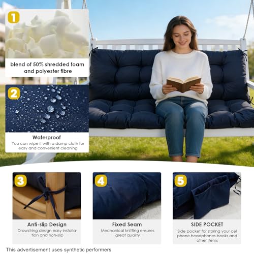 Porch Swing Cushions (Navy Blue / 60x40in)