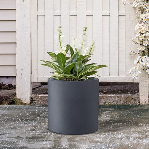 Accent Round Cylinder Charcoal Concrete Planter 12.6" Tall (Charcoal / 12.6" Dia)