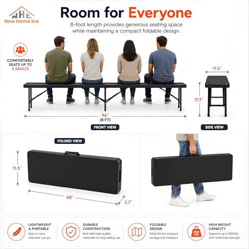 Plastic Folding Bench (8 feet / Black)