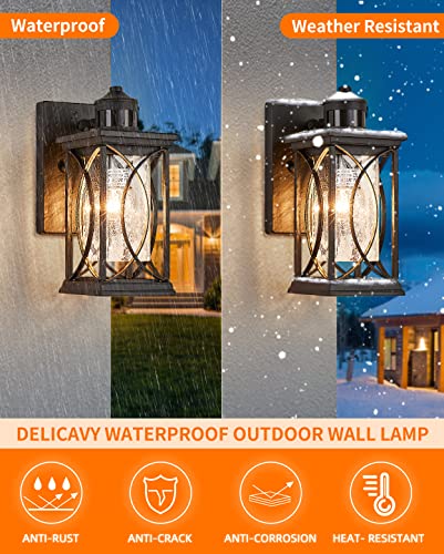 Motion Sensor Outdoor Wall Light with Dimmable Bulb (Black-S-MO)