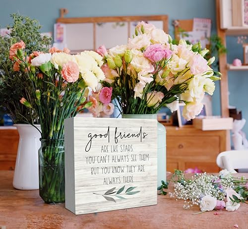 Good Friends Are Like Stars Wood Box Sign Desk Decor (Friends-white 8 / 8 x 8 inches)