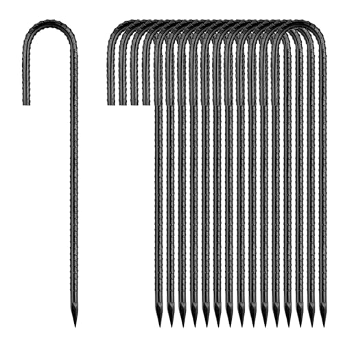 12 Inch Rebar Stakes (50pcs / J-HOOK-Black-6mm)
