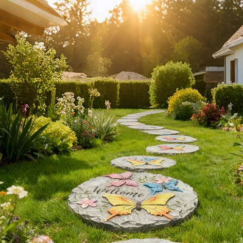 Butterfly Garden Stepping Stones Outdoor 0.75 * 10 * 10 Inch (Yellow3)