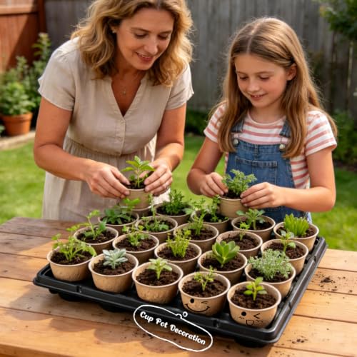 3.15 Inch Peat Pots 200 Pcs with 10 Pack 20 Cell Seed Starter Trays (Black / 3.15 Inch Peat Pots 200 Pack with 10 Pack Trays)