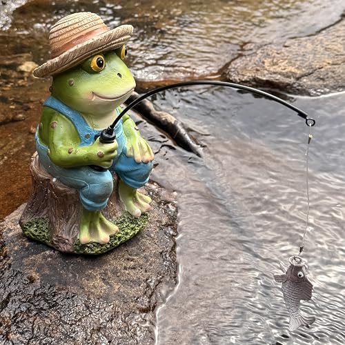 Outdoor Frog Statue Garden Koi Pond Decoration (Fishing Frog Statue)
