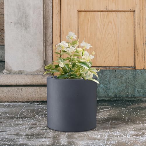Accent Round Cylinder Charcoal Concrete Planter 12.6" Tall (Charcoal / 12.6" Dia)