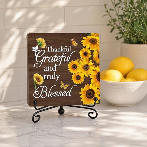 Thankful Gratefull and Truly Blessed Wooden Sign (Thankful Gratefull and Truly Blessed)