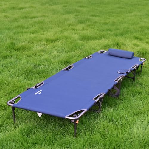 Portable Folding Camping Cot Lightweight (Blue 76L x24.8W x 8.6H")
