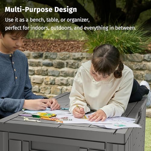 120 Gallon Outdoor Storage Box (Grey / Large 120 Gallon)