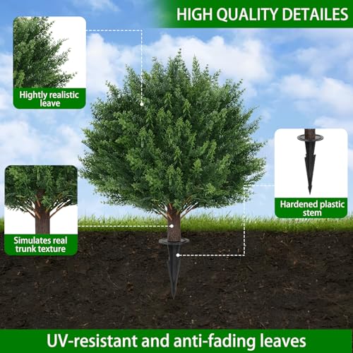 23" Set of 4 Artificial Cypress Topiary Bushes with Ground Spike (Green Cedar)
