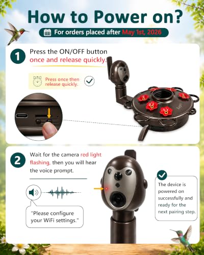 Smart Hummingbird Feeder with Camera for Outdoor Hanging (Ribbon / X-Large)