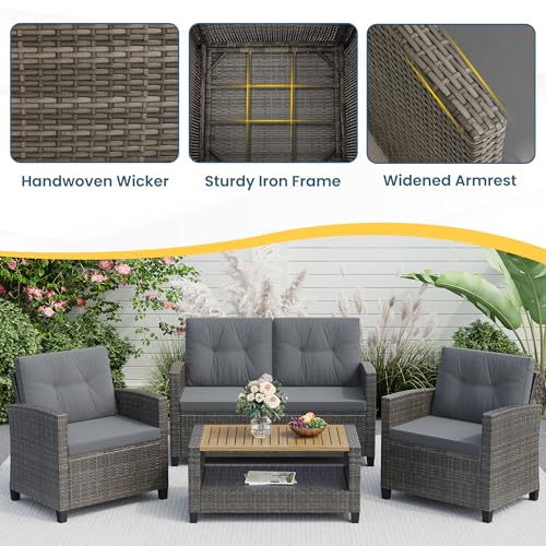 4 Piece Patio Furniture Set (Gray Wood / 4)