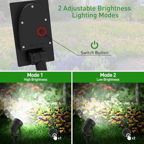 Christmas Solar Spot Lights Outdoor White 6000K for Flag Yard Garden Driveway Pathway Garage Halloween