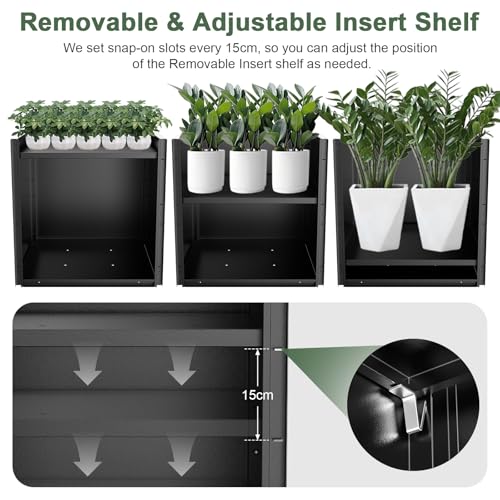 Metal Planter Box for Outdoor Plants 26" L x 26" W x 26" (Black / 26" L x 26" W x 26")