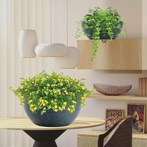 10inch Hanging Planters for Outdoor Indoor Plants with Drainage Holes and Chain (2 Count)