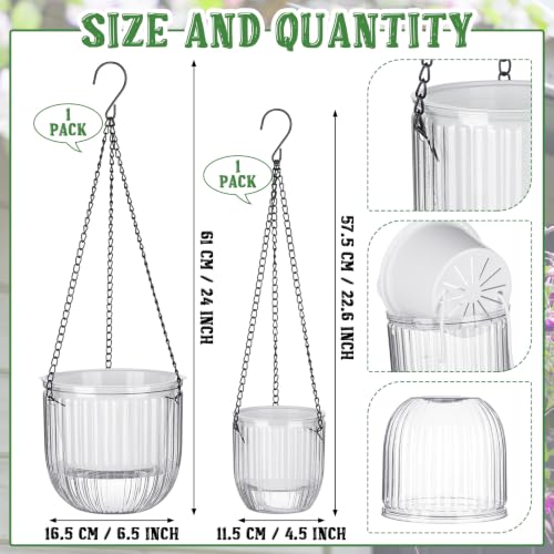 2 Pcs 6.5'' 4.5' Hanging Self Watering Pot for Indoor Plant (Clear / 6.5'' 4.5')
