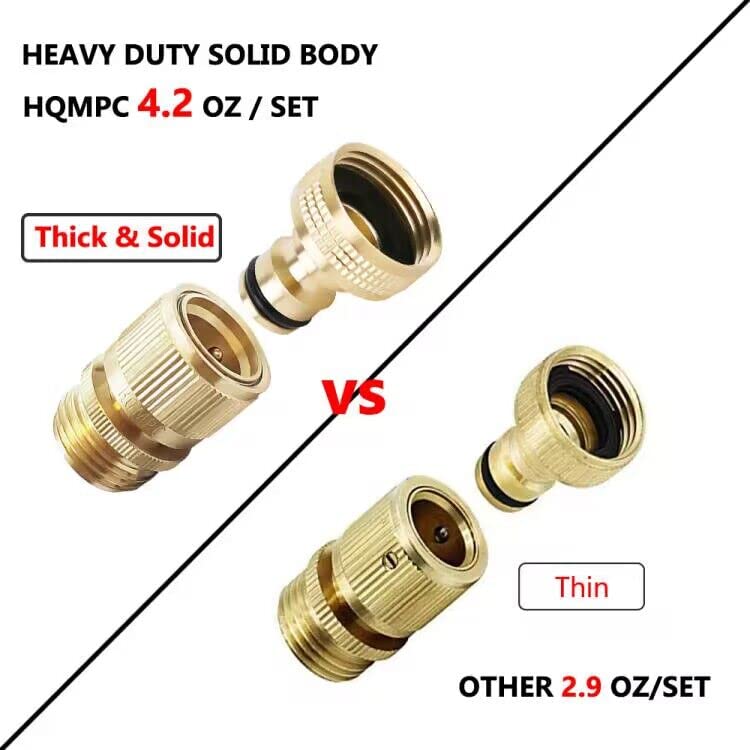 Garden Hose Quick Connector Water Hose Quick Connect ¾ inch GHT Brass Easy Connect Fitting Quick Connect Hose Fittings Garden Hose Fitting Water Hose Connectors (3 Count)