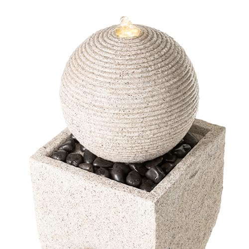 Outdoor Water Fountain with Lights (Resin/Sand/Curved / 36.5" H)
