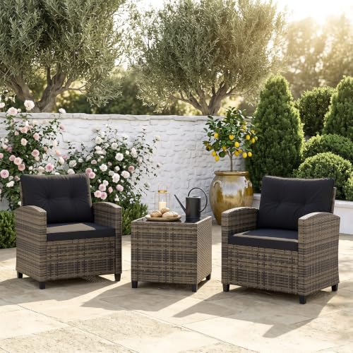 3 Piece Patio Furniture Set (Natural-black)