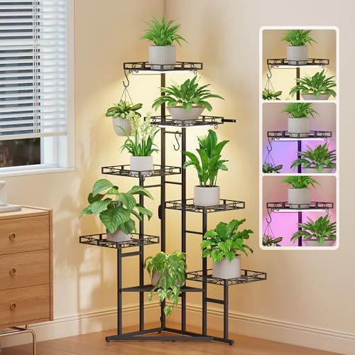 Plant Stand Indoor with Grow Lights (Black / 7-Tier with grow light)