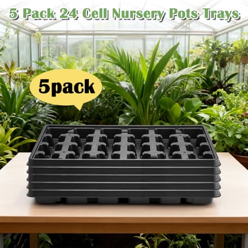 24 Cell Nursery Pots Trays 5 Pack (Black / 24 Cell Trays-5 Pack)