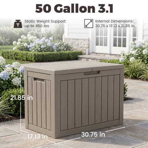 Outdoor Storage Box (Grey / 50 Gallon 3.1 M)