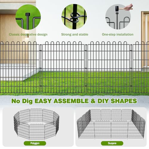 Garden Fence Outdoor for Yard with Gate (48 in(H) X 11.8 ft(L))