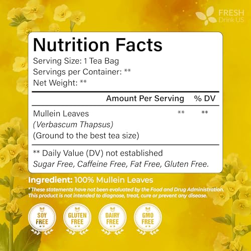 Premium 80 Mullein Leaf Tea Bags (80 Tea Bags)