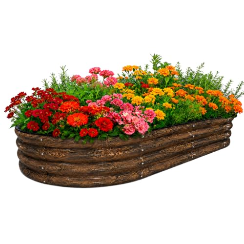 Galvanized Raised Garden Beds Outdoor (Brown / 8 x 4 x 1 ft)