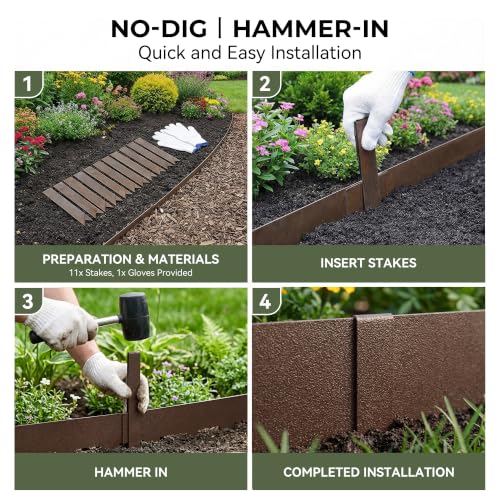 Garden Brown Textured Galvanized Steel Landscape Edging 8 (Powder-Coated Brown Textured)