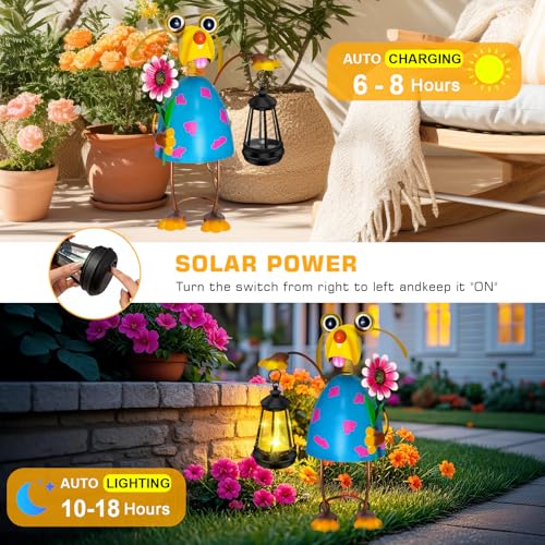 Solar Garden Lights 13.38in Metal Dog Statue with Solar Lantern Lights (Solar Dog With Lights)