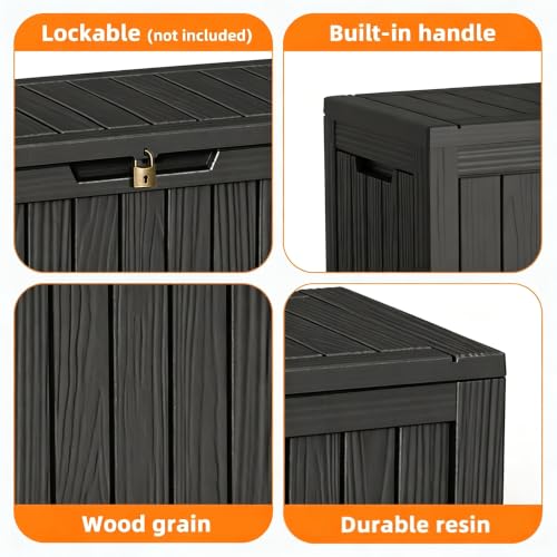 160 Gal Deck Box Waterproof Outdoor Storage Box Black (Black / 160 Gallon)