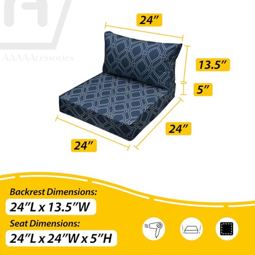 Outdoor Chair Cushions (Slate Blue Vine Trellis / 24"x24"x5" / 24"x13.5")