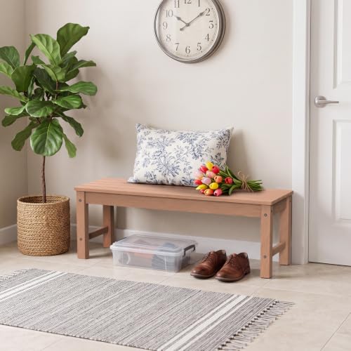 47" Backless HDPE Outdoor Bench for 2 (Teak / 2 pack)