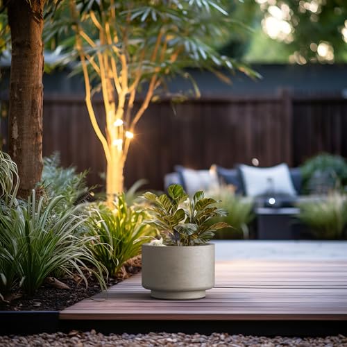 Accent Round Pedestal Weathered Concrete Planter 12.6" Dia (Weathered Concrete / 12.6" Dia x 9.1"H)