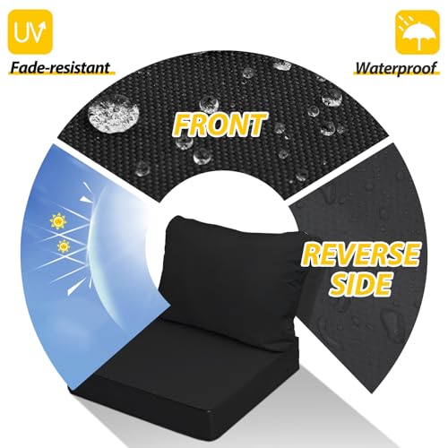 Outdoor Chair Cushions (Charcoal Black / 21"x21"x3" / 21"x17")
