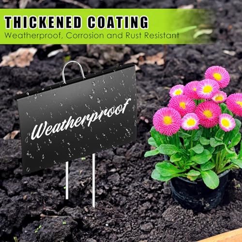 12 Pcs Large Plant Marker (4'' X 6'' with 11'' Stake / Black)