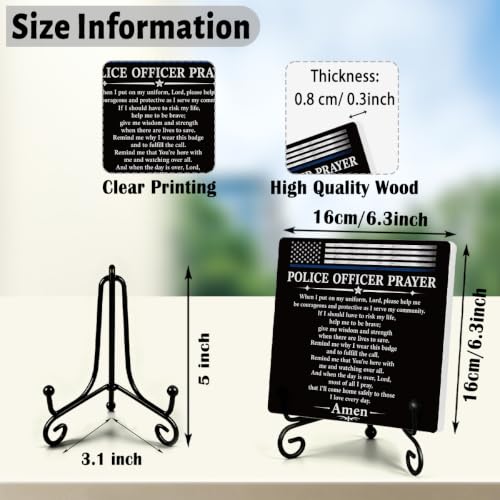 Police Officer Gift for Women Men Home Office Book Shelf Table Decor 01 (Multicolor 1717 / Wooden sign with iron frame（6.3 x 6.3 inches）)