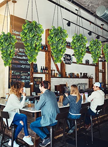 Artificial Hanging Plant 2P 31.5in Plastic Palm Leaves Ivy Greenery (2 Count)