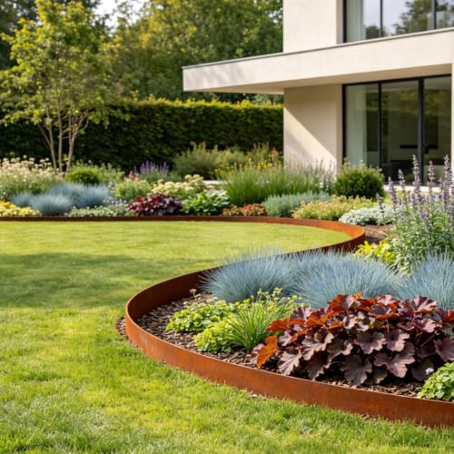 4.5 Inch Cor Ten Steel Landscape Edging (Brown / 4.5 Inch 10PCS)
