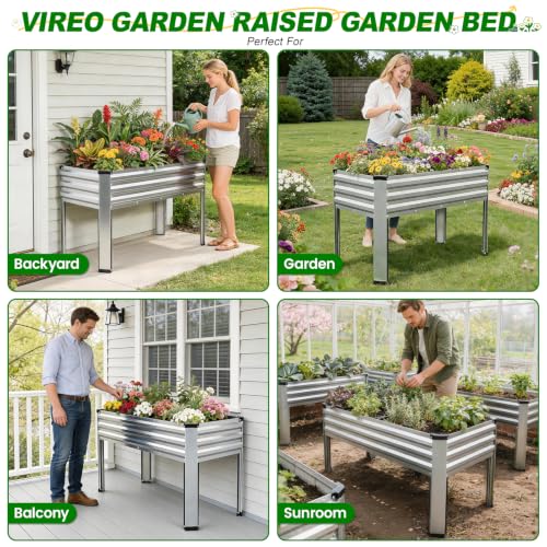 Galvanized Raised Garden Bed with Legs 2Pack (Silver)