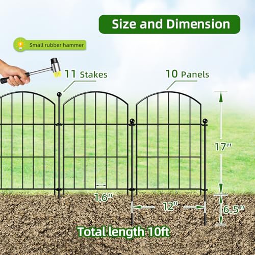 Metal Garden Fence 17 in x 10 ft (17"Hx10ft (10 Panels))